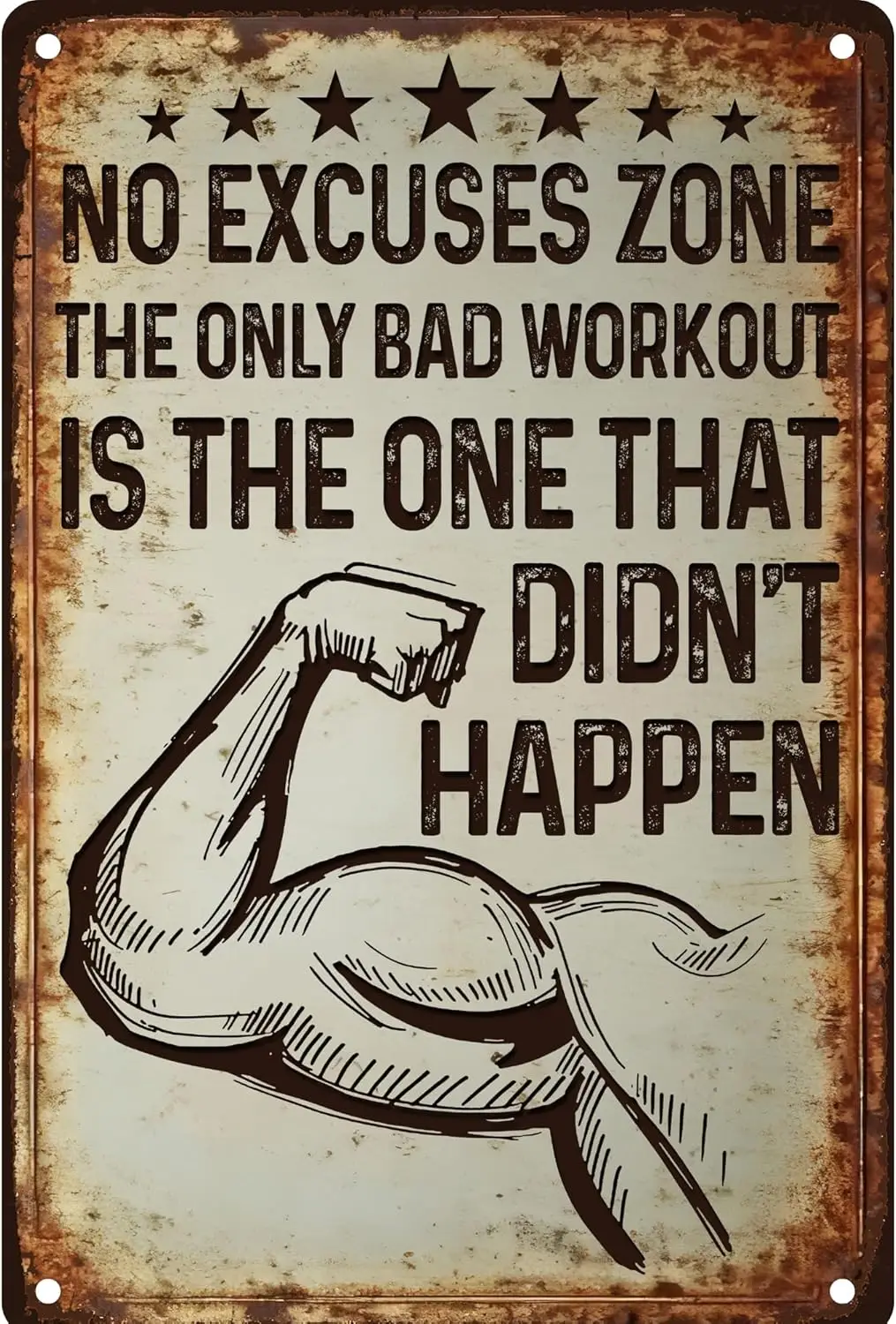 Gym Metl Tn Sgns - Motvtol Vntge Gym Posters For Gym Room Wlls, Workout Room Décor (No Excuses Zone) (12 x 18 nch)