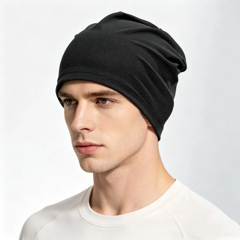 Summer Breathable Quick Dry Stretch Beanie Skull Hat Sports Running Sweat Absorb Headwrap Men Cycling Under Helmet Liner Cap