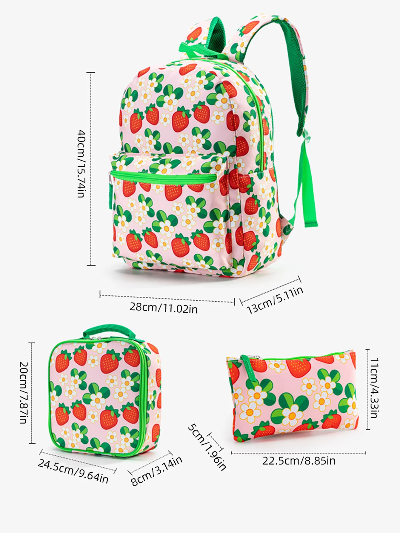 School Student Backpack Lightweight 3-in1 Set with Lunch Insulated Bag Pencil Bags For Kids and Teens Large Capacity Bookbag