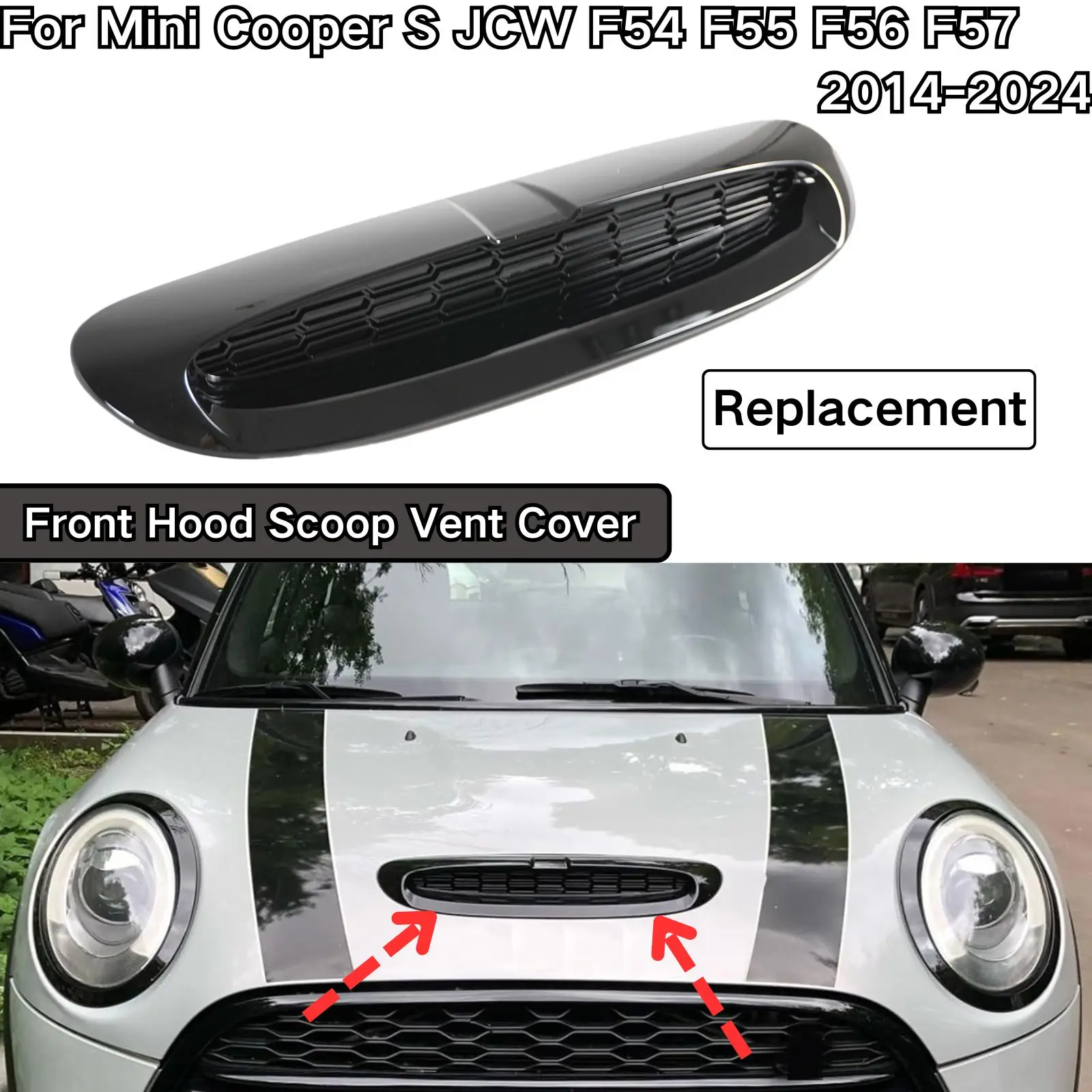 

For 2014 2015 2016-2024 Mini Cooper S JCW F54 F55 F56 F57 Replacement Front Hood Scoop Vent Cover Car Accessories Body Kit