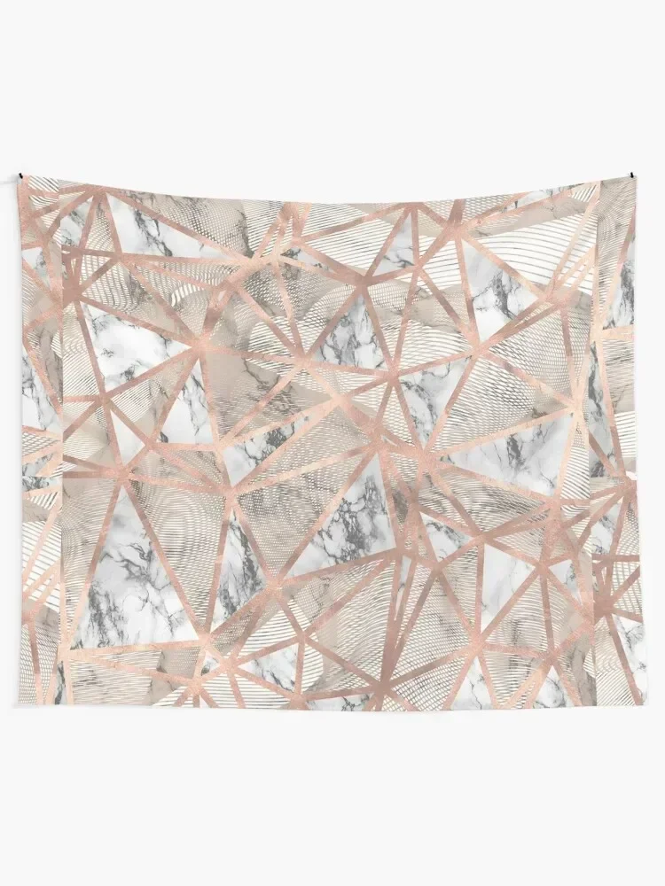 Fractured Marble Pieces Geometric Rose Gold Design Tapestry Room Decoration Accessories Room Aesthetic Tapestry