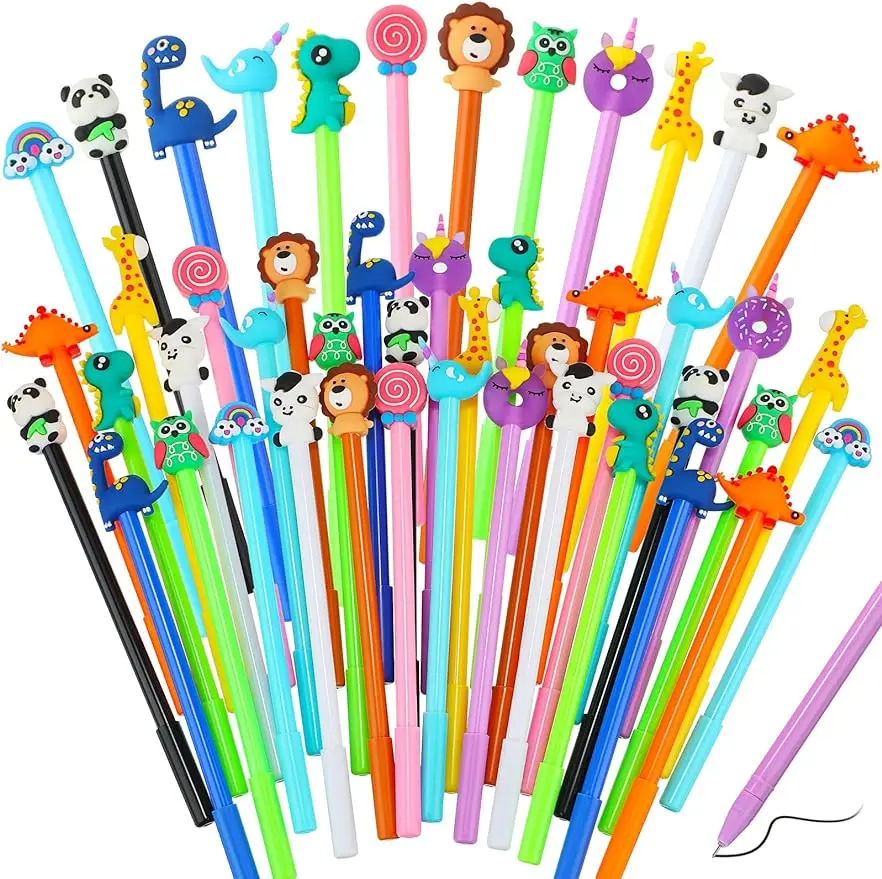 24 Pcs Cartoon Cute Fun Gel Pens Set Girls Funny Writing Tools Teachers School Office Easter Day Gifts Supplies Back To School