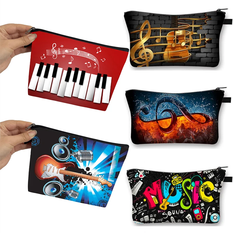 

Music Notes Cosmetic Case Women Piano / Guitar Makeup Bag Ladies Storage Bags for Travel Female Cosmetic Organizers Bag Gift