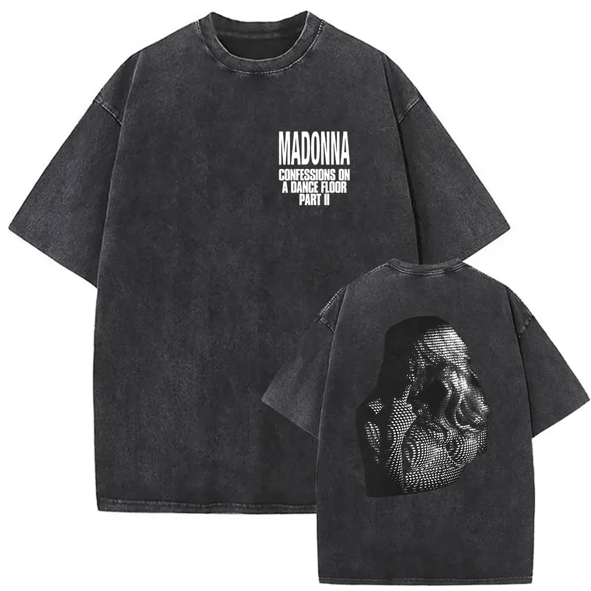 Camiseta Estampada Retrô Lavada Madonna Confessions on A Dance Floor II Album 2026 Masculina Feminina Hip Hop Manga Curta Streetwear