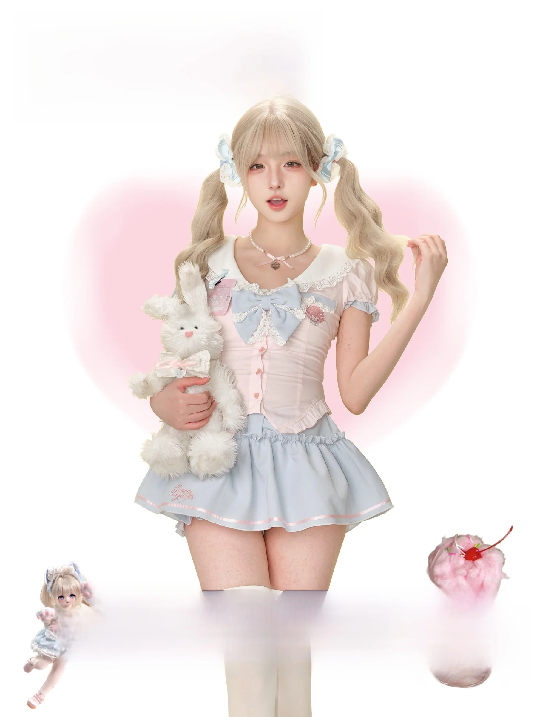 

Синяя юбка с матросским воротником и бантом, комплект в стиле «Морская соль» для девочек-школьниц, модный набор.