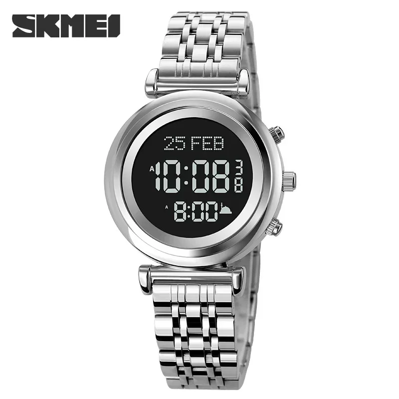 SKMEI 1892 recordatorio de tiempo de peregrinación reloj con función de dirección Qibla reloj Digital musulmán reloj deportivo con pantalla de luz Led para mujer