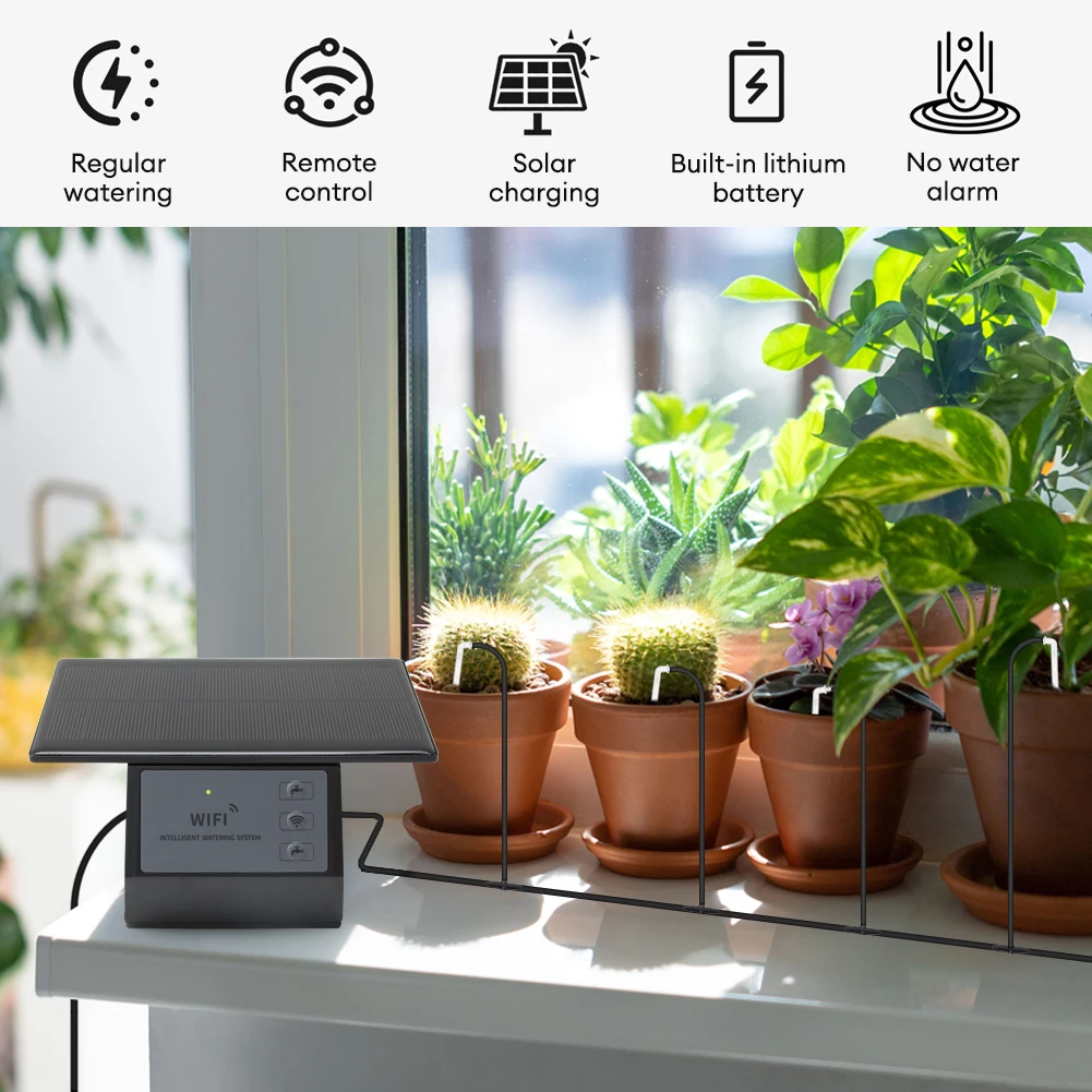 Tuya WIFI Solar Automatic Watering Device Intelligent Drip Irrigation System Home Gardening Potted watering APP Control