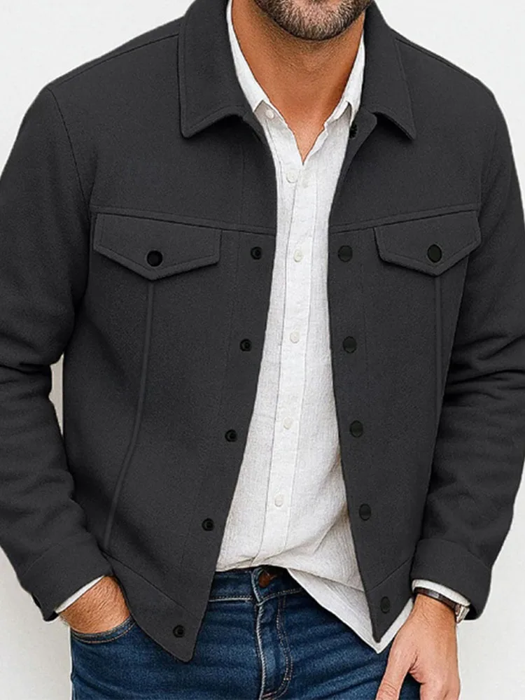 

Vintage Turn-down Collar Button Pockets Cargo Jackets Men Autumn Fashionable Cardigan Tops Daily Casual Mens Woolen Jacket Coat