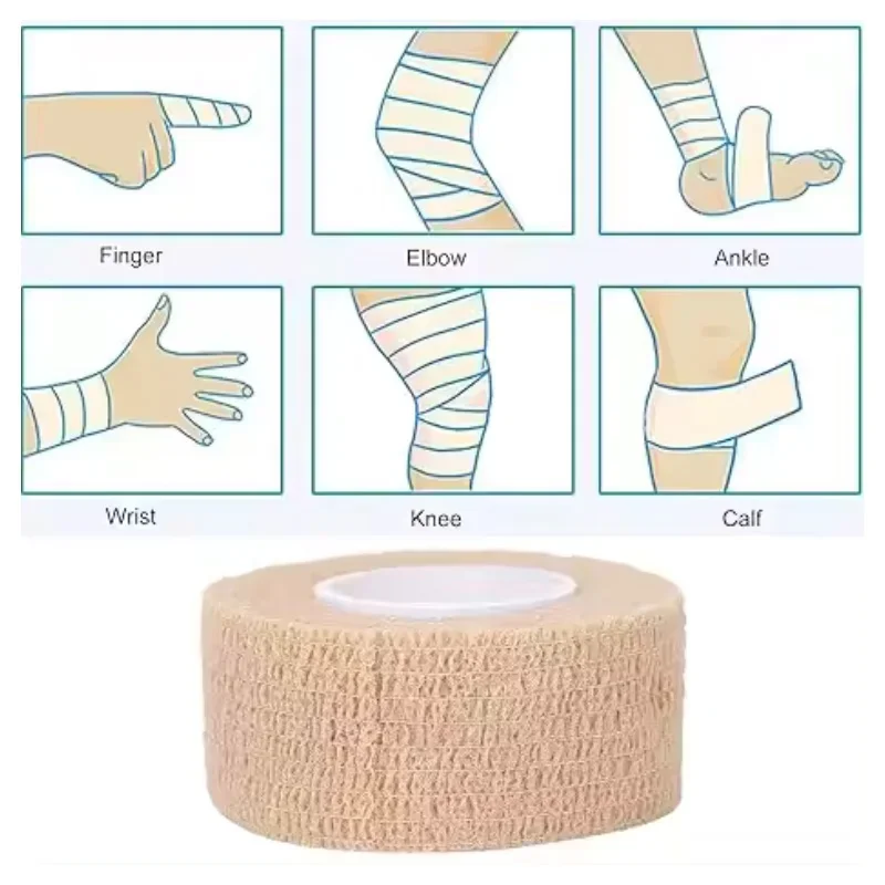 Self Adherent Cohesive Bandage Wrap Stretch Non Woven Self Adhesive Tape - Skin Colour Athletic Elastic Bandage