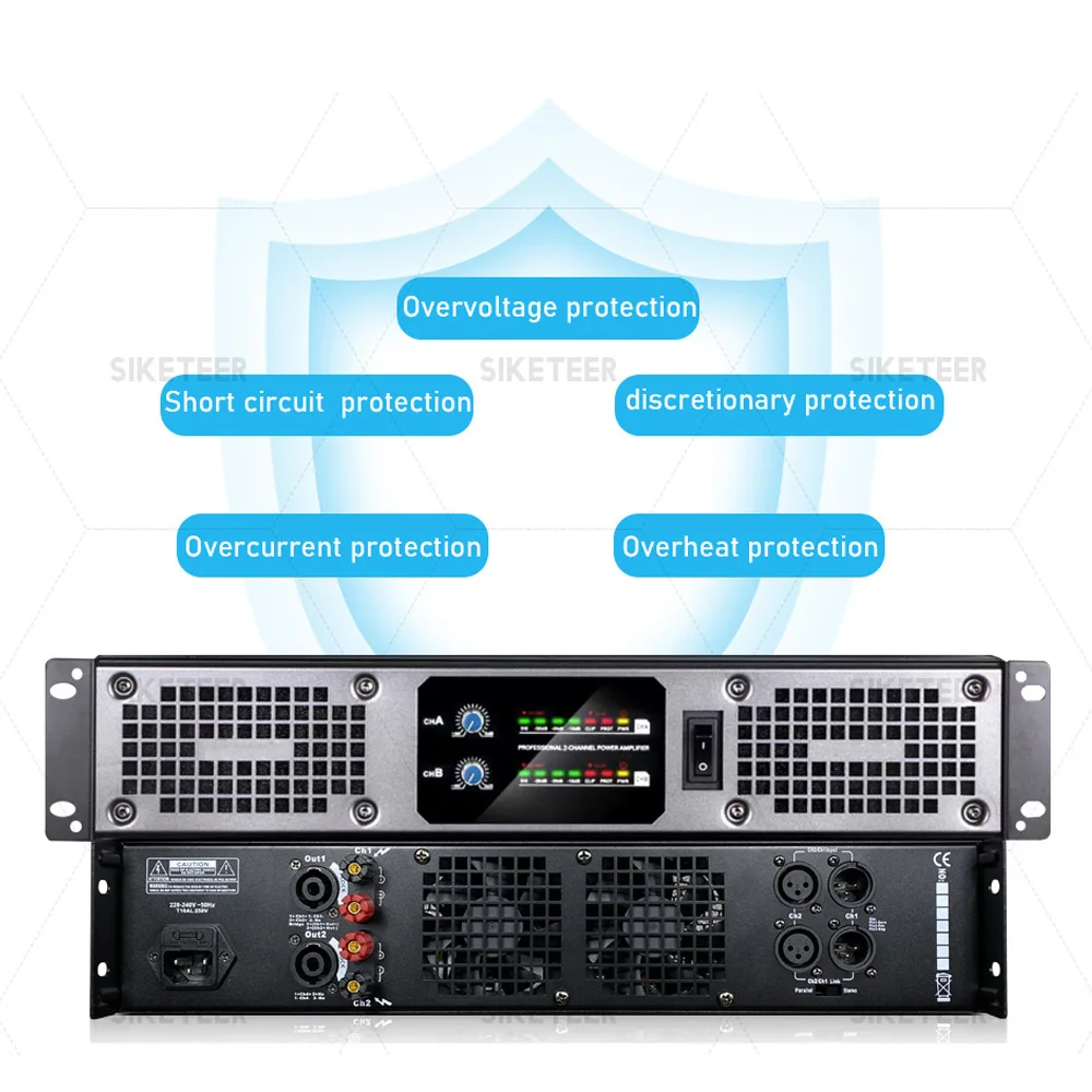 Professional 4-channel 650W-1100W digital amplifier suitable for karaoke, conference room, church, outdoor stage performance