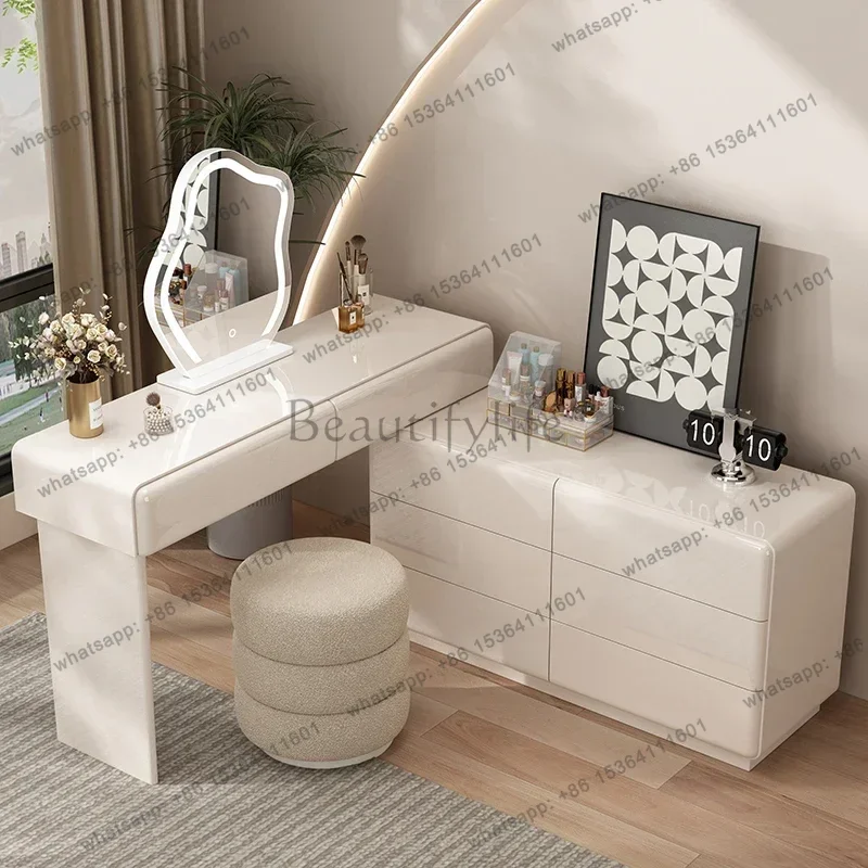 Comfortable Modern Bedroom Dressing Table With Mirror Hairstyle Vanity Table Storage Cabinet Wooden Chest Of Drawers Furniture