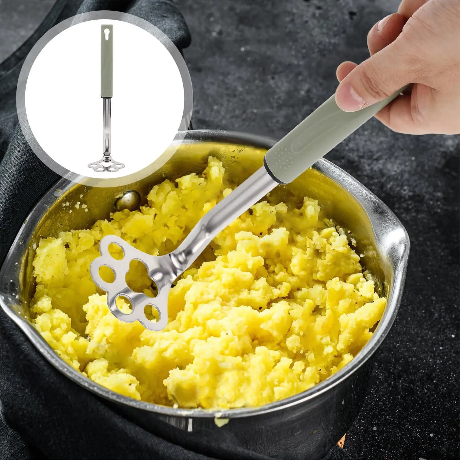 Cute Cat Paw Potato Masher Handheld Stainless Steel Food Press Manual Masher for Vegetables & Salads, Home Cooks Families, Daily