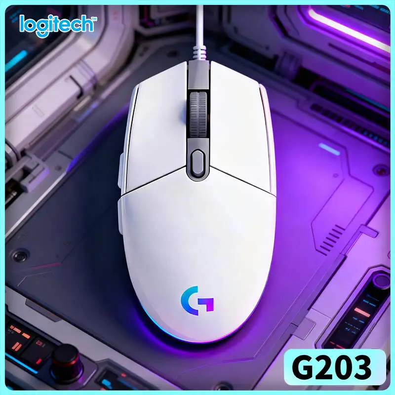

Игровая мышь Logitech G203 проводная, RGB-подсветка, 8000 DPI, 6 кнопок, отклик 1 мс, кабель 2,1 м, для Windows и Mac, прочная конструкция