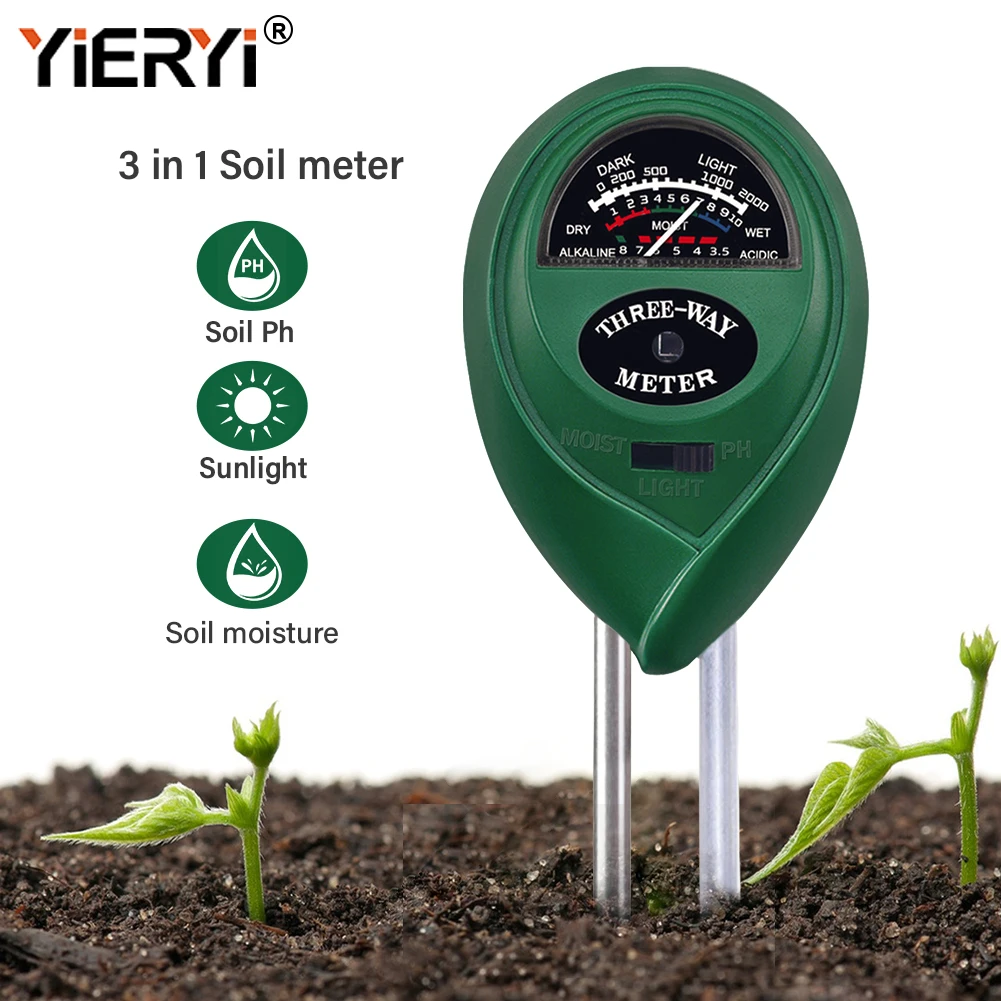 YieryiSoil Ph Meter Sunlight Moisture Monitor Garden Farmland Plantation Flower Acidity Soil Tester