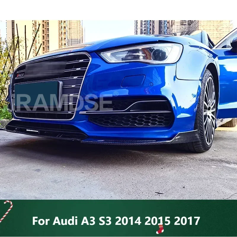 

New！ Front Bumper Splitter for Audi A3 S3 2014 2015 2017 Spoiler Skirts Lip Carbon Surface Body Kit Retrofit Accessories