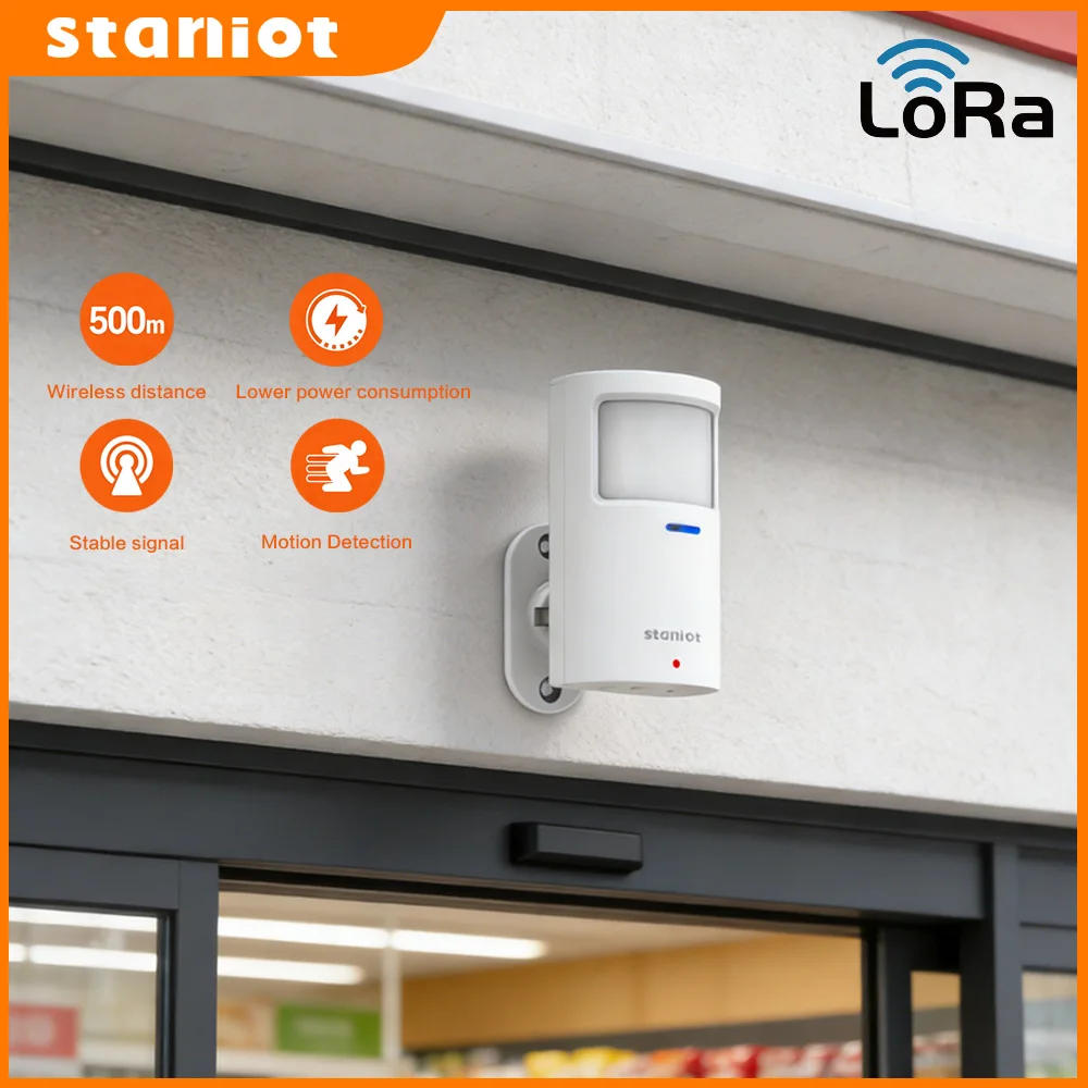 Détecteur de mouvement PIR sans fil Staniot LoRa, distance de communication de 500 m, alarme anti-démantèlement, capteur de présence humaine pour la sécurité