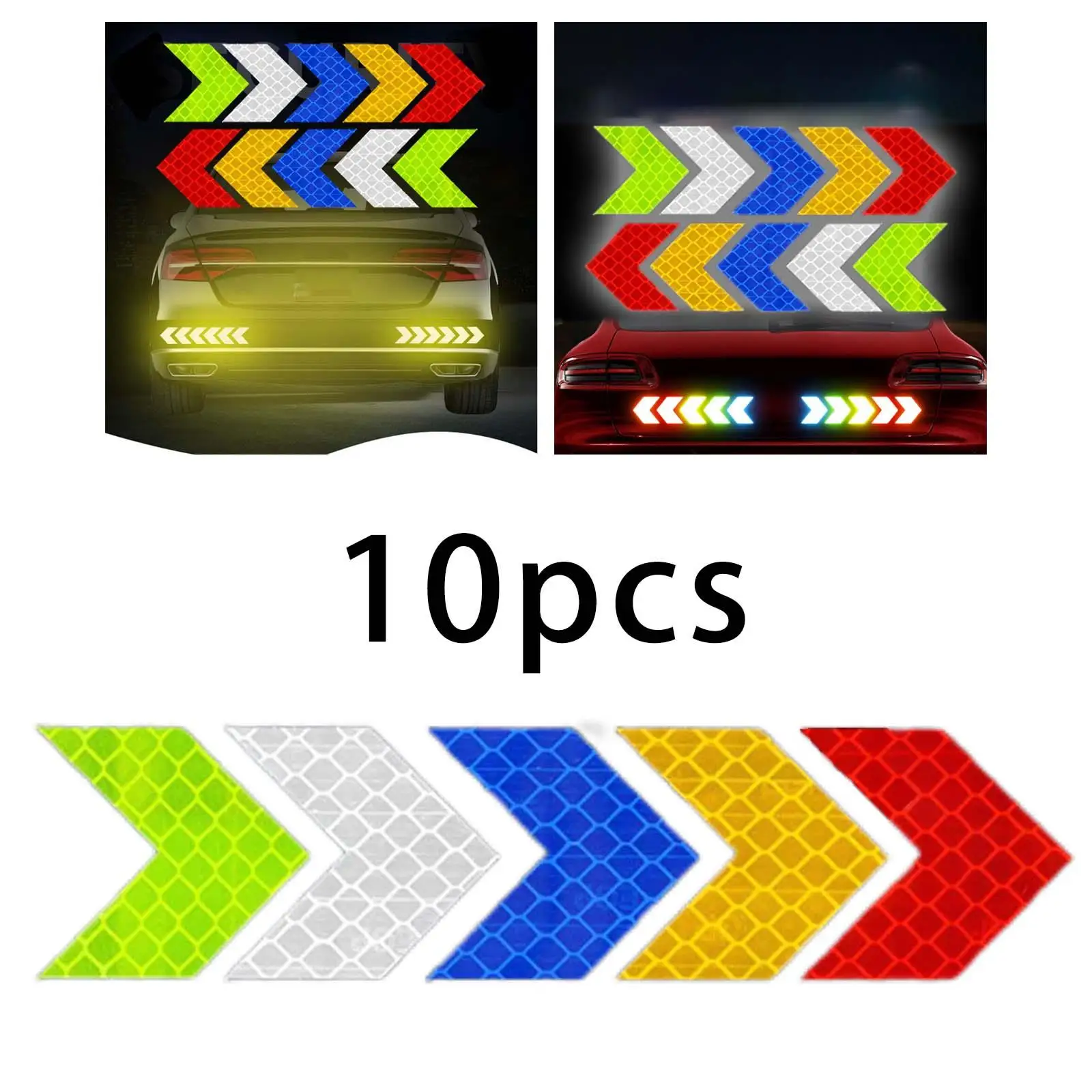 

10 Pieces Arrow Reflective Stickers Self Adhesive Night Sign Decals Warning