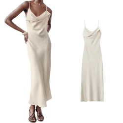 PB&ZA2024 new summer women's clothing simple fashion high-end temperament backless decorative thin strap dress