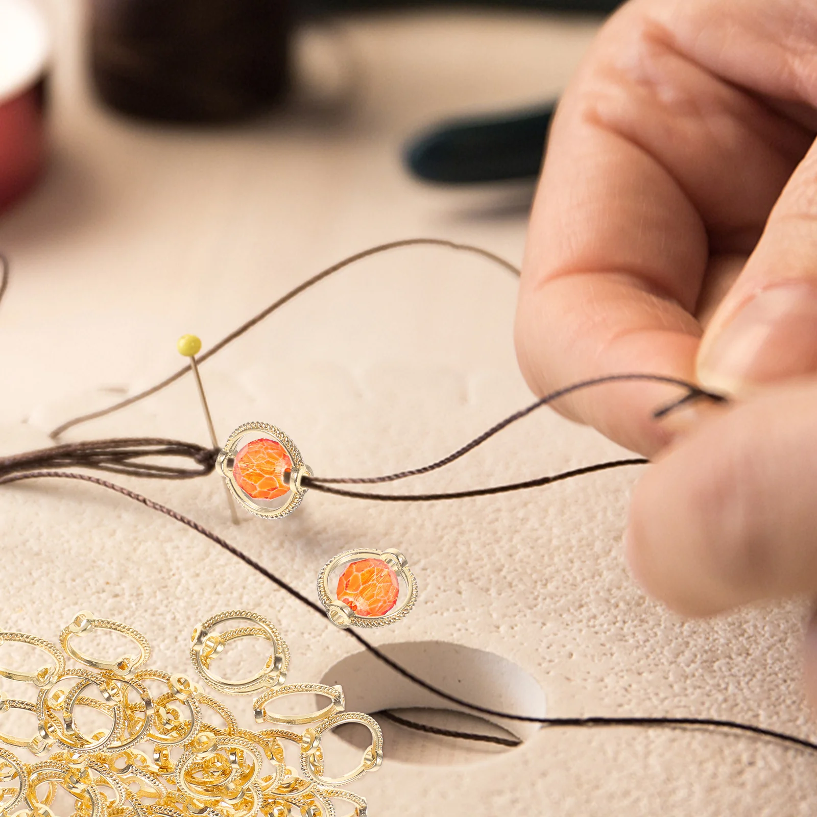 

50pcs Round Bead Frames Gold Plated DIY Supplies for Necklace Bracelet Craft Project Accessories Jewelry Making