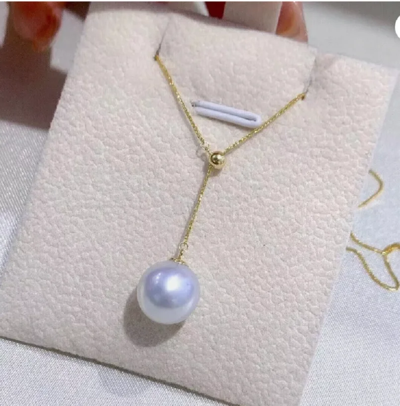 

Gorgeous Huge AAAA 11-12mm ROUND south sea White pearl pendant necklace 18" 925s