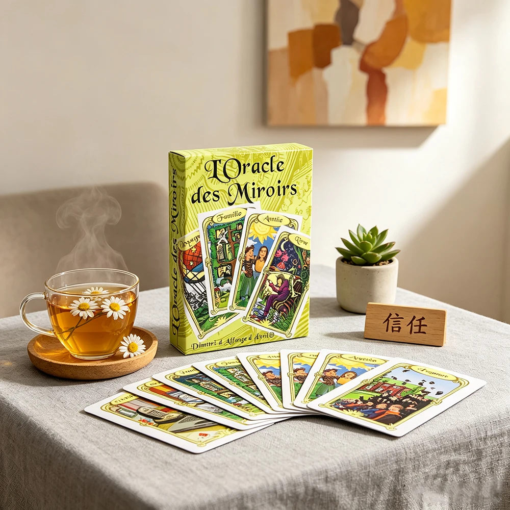 L'Oracle Des Miroirs Divination Game Cards French Mirror Theme Mystic Fortune‑Telling Board Game with Guidebook for Beginners