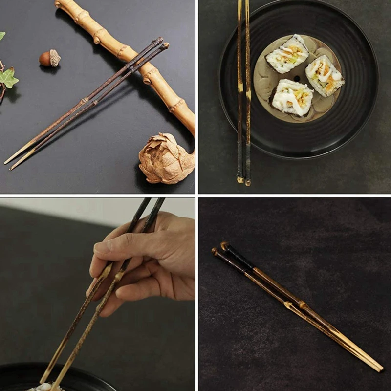 N85R-1 Pair Long Bamboo Chopstick Reusable Chopsticks Sushi Chopsticks Hot Pot Chopsticks Anti- Slip Chopsticks Tableware