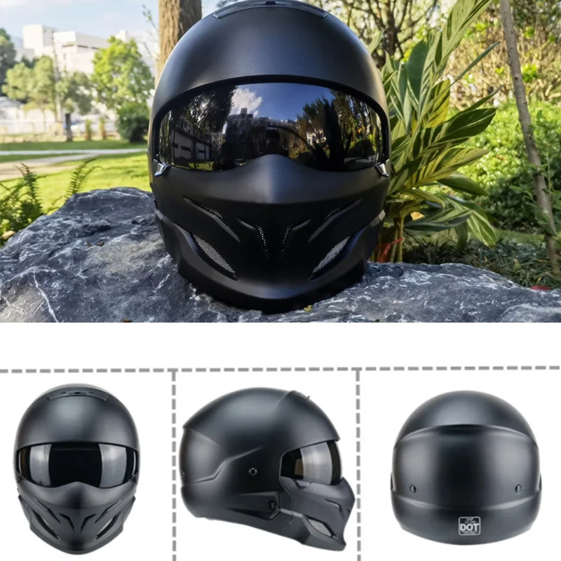 Motorcycle Retro Helmet Full-Face Electric Safety Helmet For Men Women Summer All-Season Scorpion Helmet Combination Half Helmet