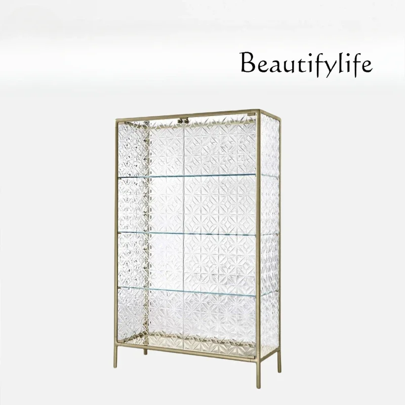 M Glass Wine Cabinet Display Cabinet Living Room Multi-layer Side Cabinet Medieval Light Luxury Storage Locker Bookcase