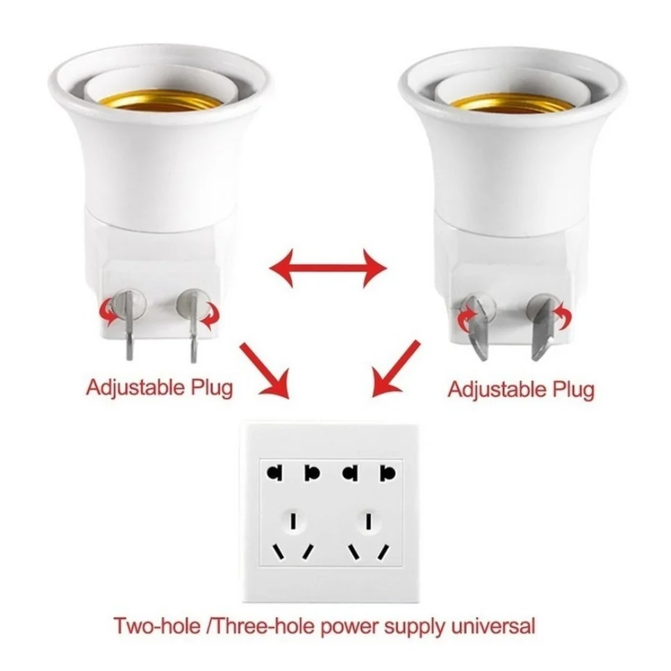 TxxCvv 3Pcs Hot Sell Practical White E27 LED Light Socket To EU Plug Holder Adapter Converter ON/OFF For Bulb Lamp