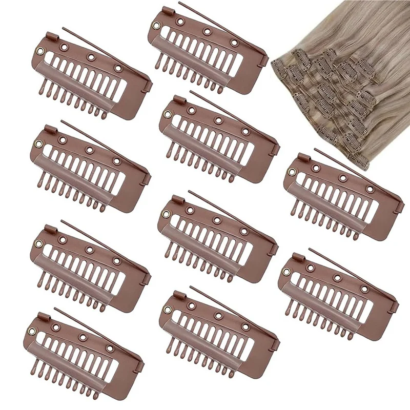 Pack Of 10 Strong Chunni Clips With Safety Pin, Easy To Use With Dupatta, Hijab & Tikka Setting Durable 4 X 2 Cm Brown