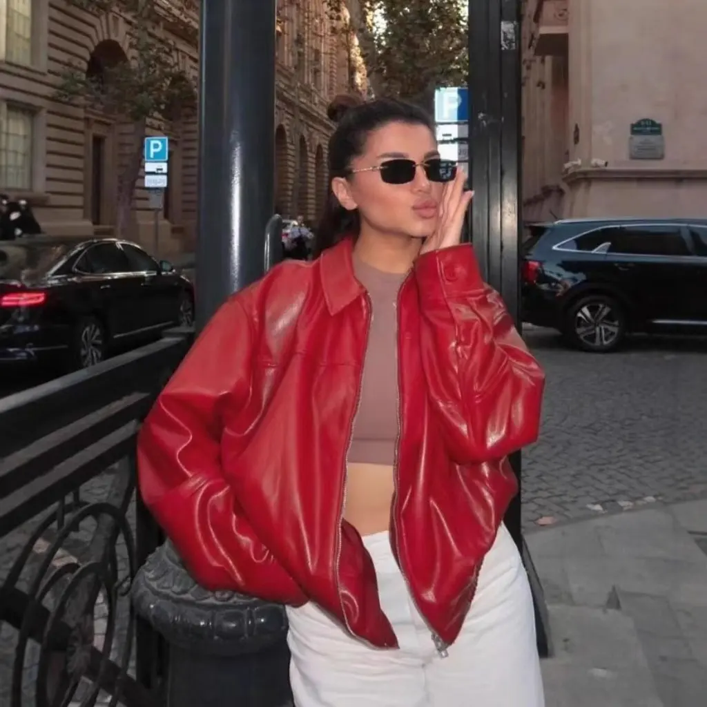 الخريف الراقية ميلارد فو الجلود الطيار سترة بلون تنوعا الأزياء الأوروبية الأمريكية معطف المرأة