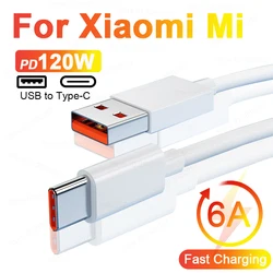 PD 120W 6A USB Type C Cable For Xiaomi Mi 15 14 13 Ultra Pro Fast Charge Data Cord For Redmi Note 14 13 Poco Charger Accessories