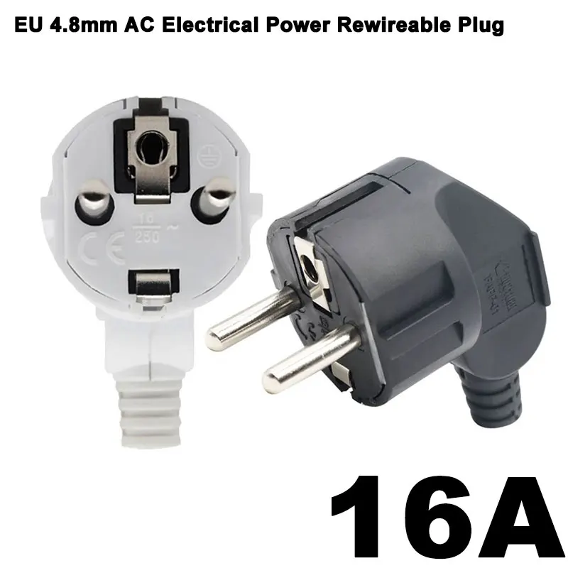 

EU 4.8mm AC Electrical Power Rewireable Plug Male for Wire Sockets Outlets Adapter Extension Cord Connector plug