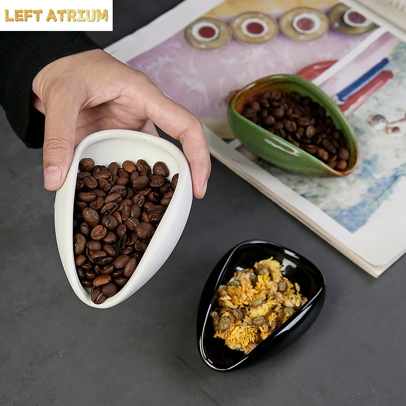 1PC Coffee Weighing Tray Ceramic Shenyi Tea Dispenser Accessories Cooling Tray Sample Bean Display Tray