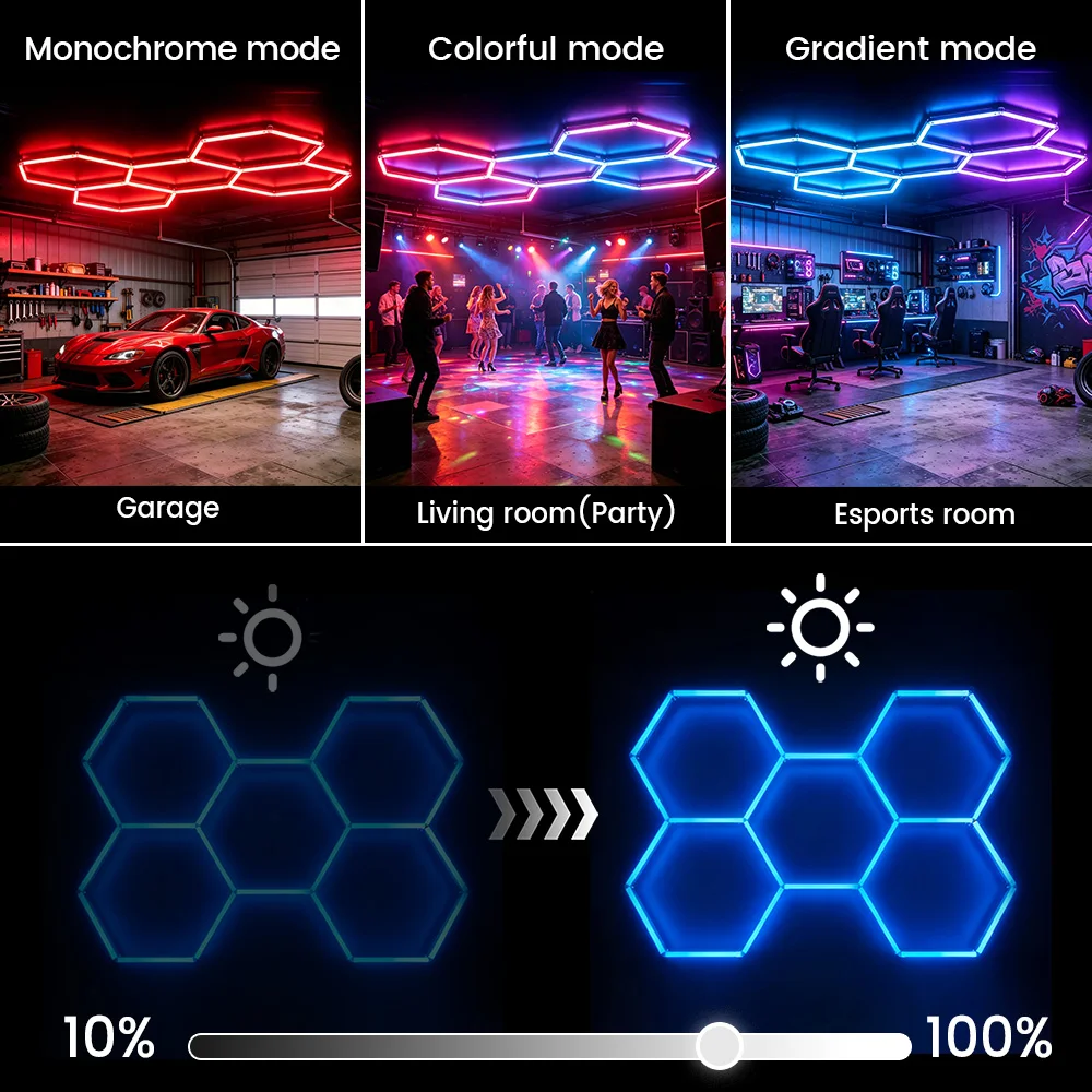 Game Hall RGB Colorful Atmosphere Light DIY Free Assembly 110V-240V Easy Installation Two Ways Music Mode Timed Off Mode