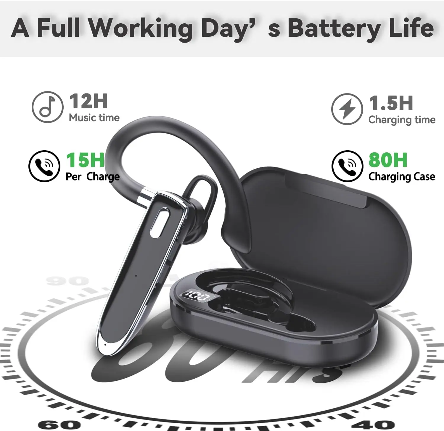 Batteria da 500 mAh Cuffie auricolari Bluetooth wireless in standby lungo Auricolari con microfono Cuffie musicali HD per iPhone Android