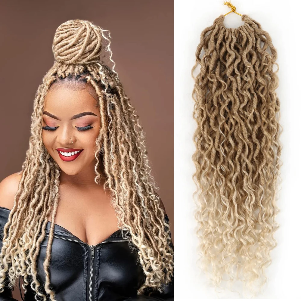 

Hair Nest Goddess Locs Crochet Hair River Locs Wavy Crochet With Curly Hair In Middle And Ends Synthetic Braiding Hair Extension