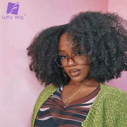 200Density V Part Wig Human Hair Kinky Curly V Shape Wig Glueless Short Afro Curly No Leave Out U Part Wigs For Women LuffyWig
