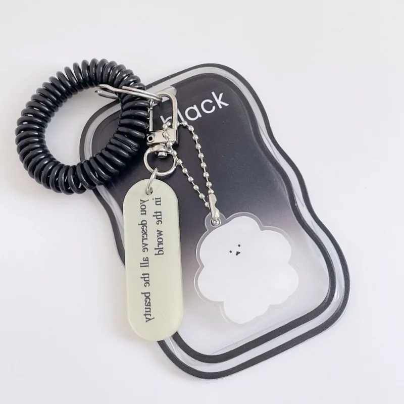 Creative Design Kpop Photocard Holder Transparent Card Holder Keychain Photo Sleeves Bus Card Student Card Case Photo Protector