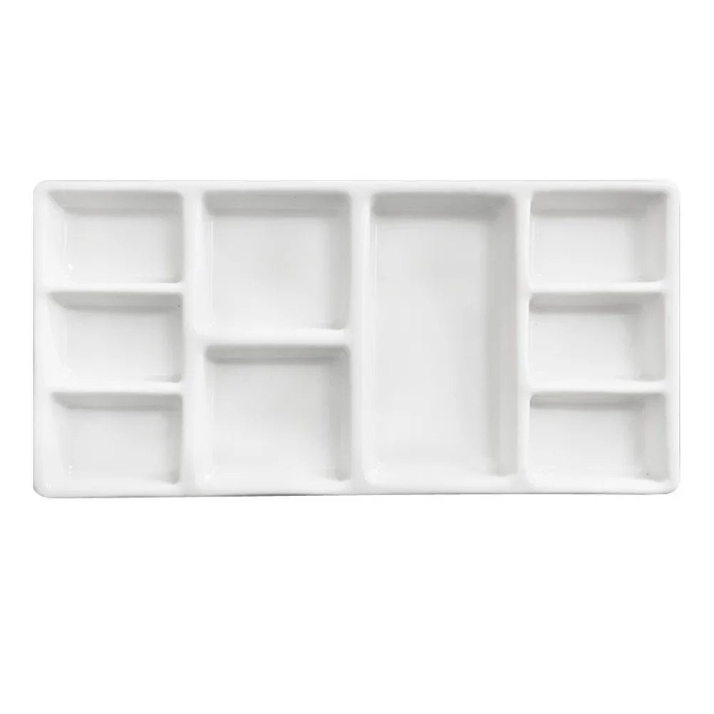 Ceramic Rectangular Paint Pallet White Durable Pigment Tray for Oil Watercolor Painting Artist Supplies Color Mixing Plate