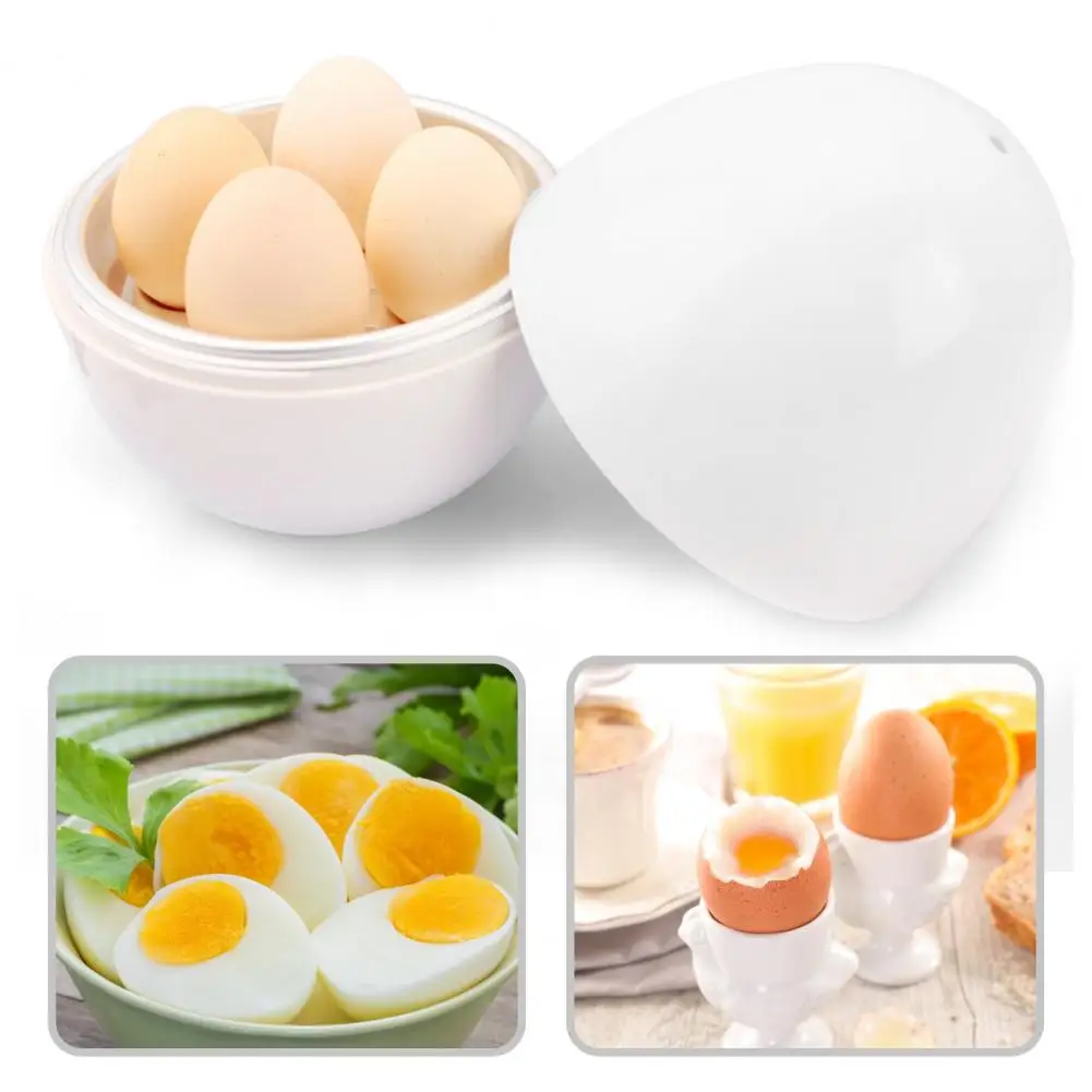 Egg Steamer Practical 4 Eggs Capacity Egg-shaped Simple White Microwave Egg Boiler for Breakfast