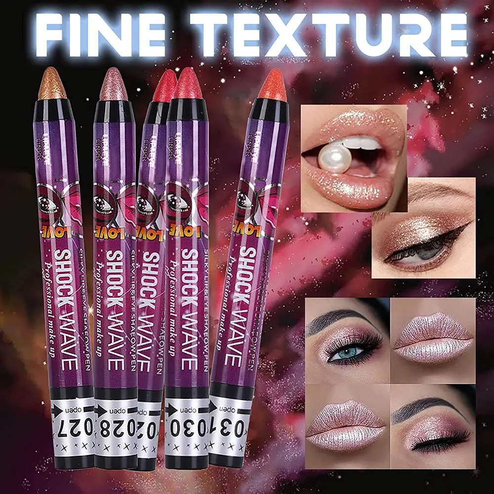 Maquillage miroitant couleur dégradé fard à paupières bâton crayon 2 en 1 stylo à lèvres étanche