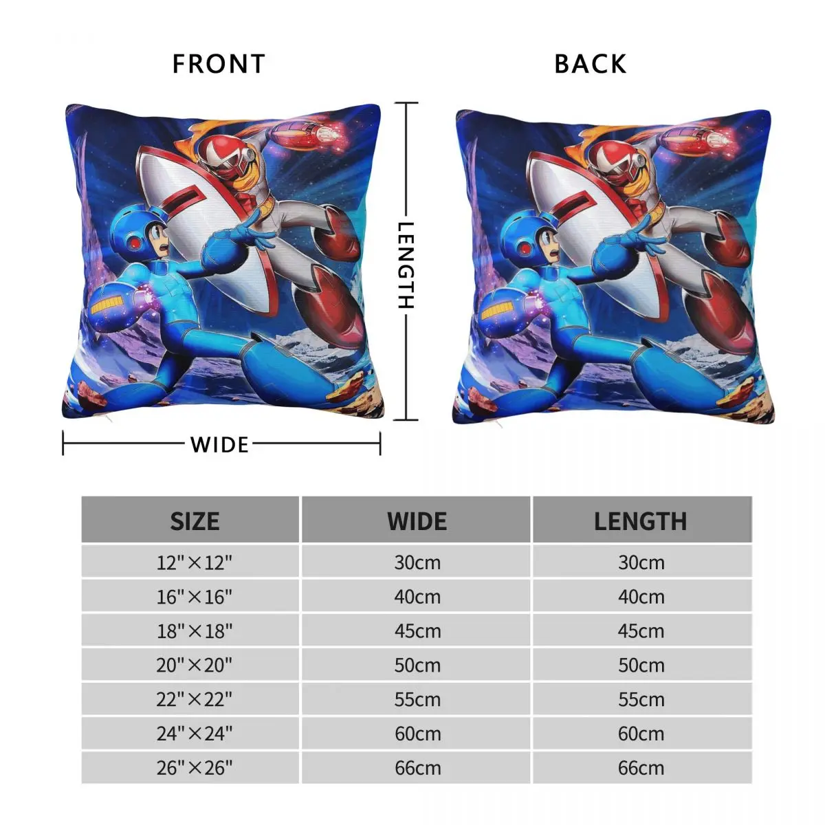 Mega Man Game Square Pillowcase Polyester Linen Velvet Printed Zip Decorative Pillow Case Home Cushion Cover