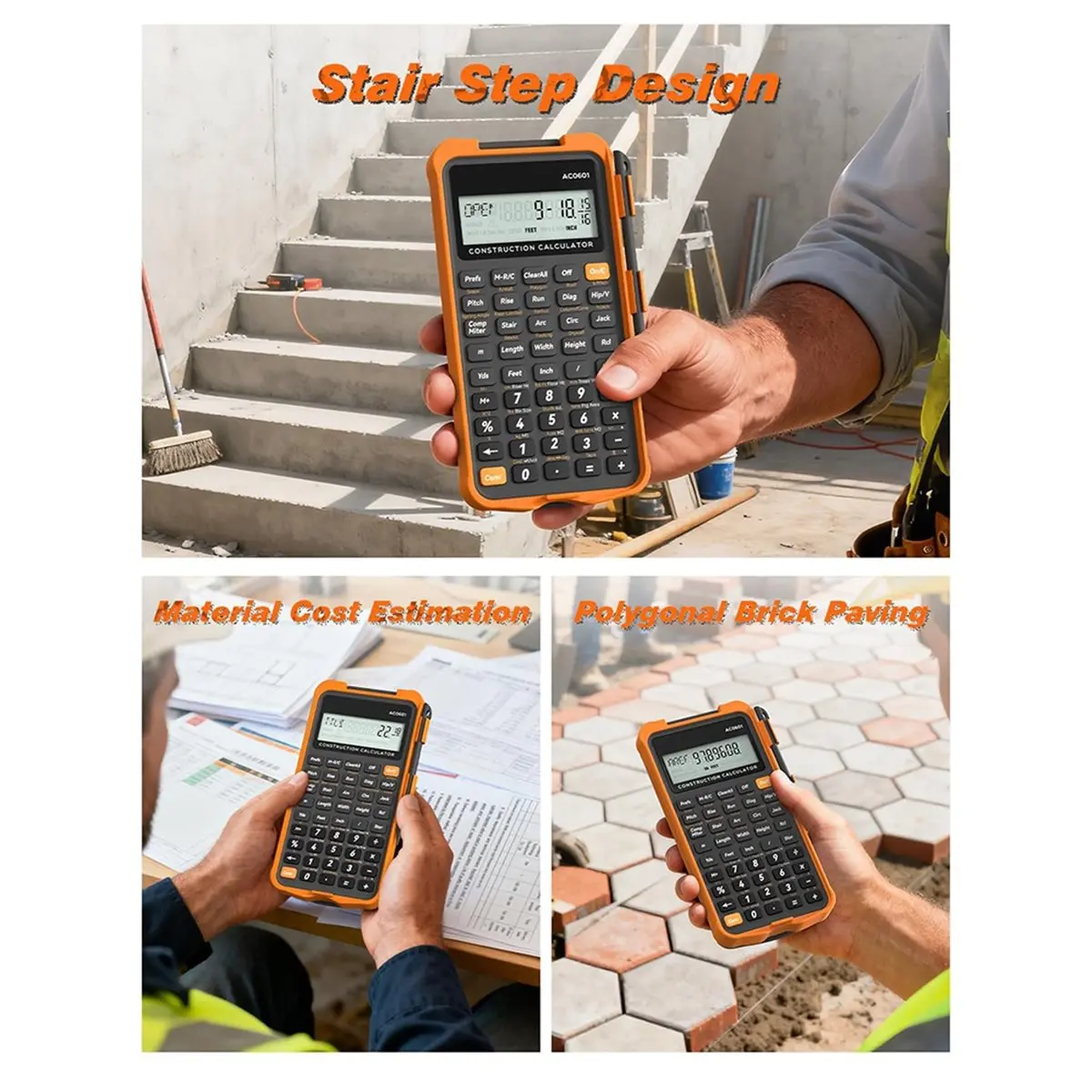 Construction Calculator with Writing Tablet Industrial Scientific Engineering Calculator for Contractor Concrete
