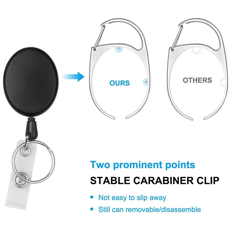 4 Pcs Badge Tether With Clips Retractable Badge Reel Carabiner Reel Clip Card Holders For ID Card Key Badge Holder-Y18A