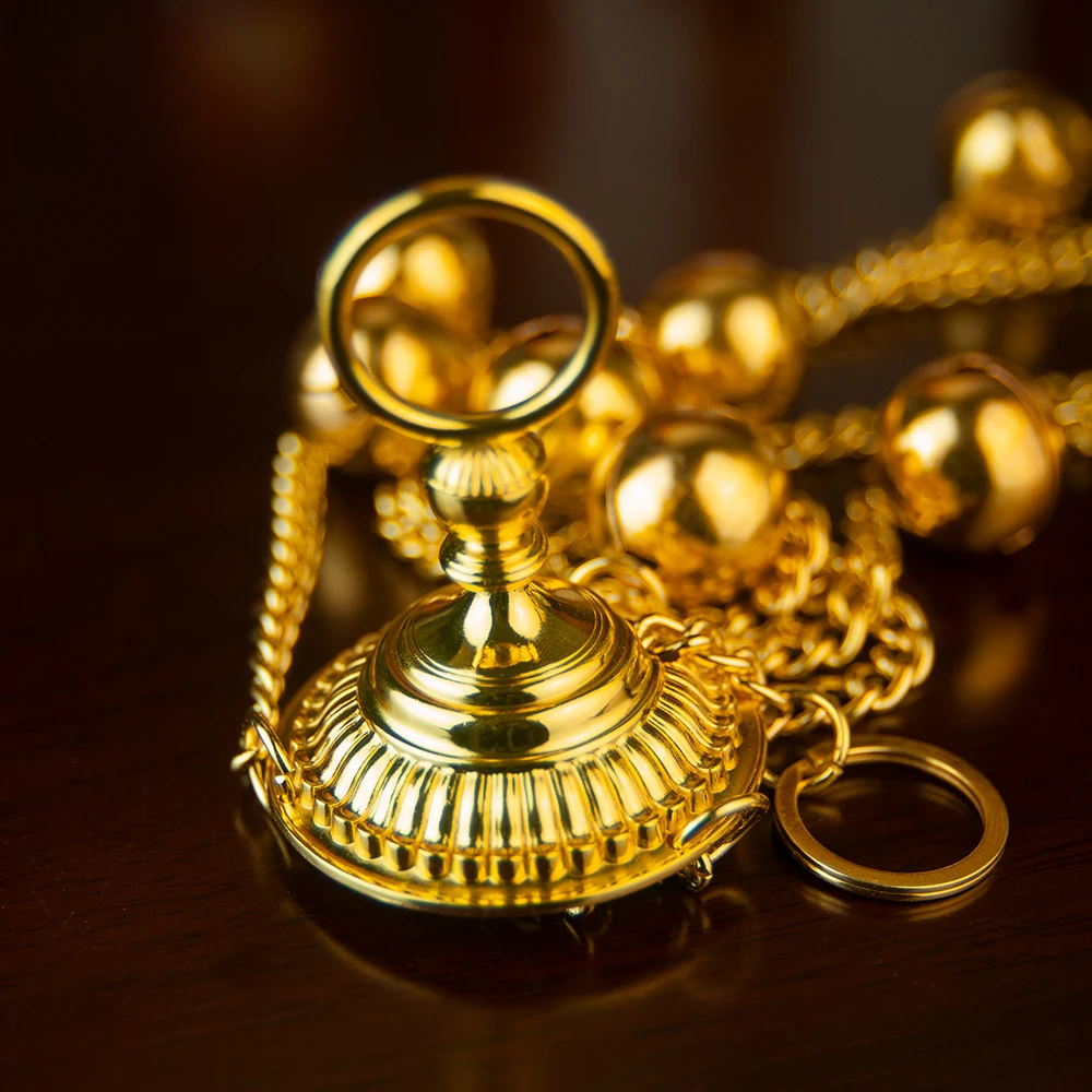 กระถางธูปแบบออร์โธดอกซ์ HTISOK ประดับทอง พร้อมกระดิ่งและโซ่ อุปกรณ์ทางศาสนาสำหรับพิธีกรรมทางศาสนาออร์โธดอกซ์