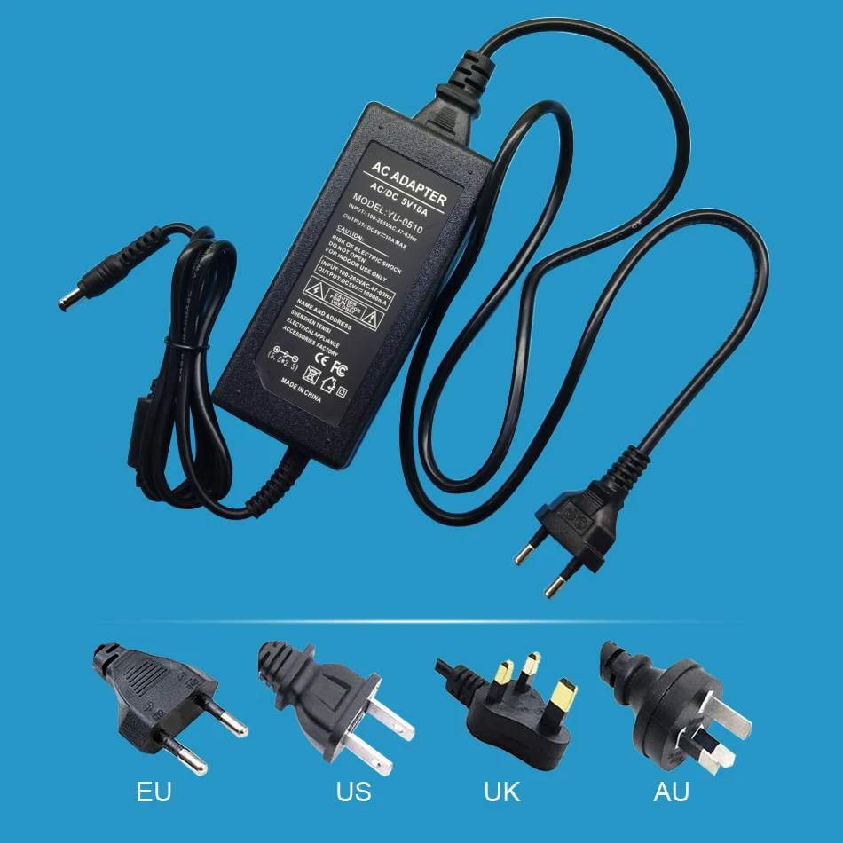 AC85-265v к постоянному току 5 В 5 А 50 Вт светодиодный адаптер питания трансформатор для WS2812B 5050 2835 светодиодные ленты