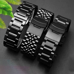 Black Precision Steel Watch strap Chain Accessories 20MM 22MM for Seiko MIDO Citizen Bracelet Men's Wristband