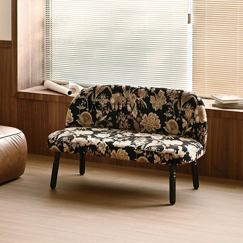 

A57 French retro sofa living room flower cloth without armrests antique fabric sofa chair
