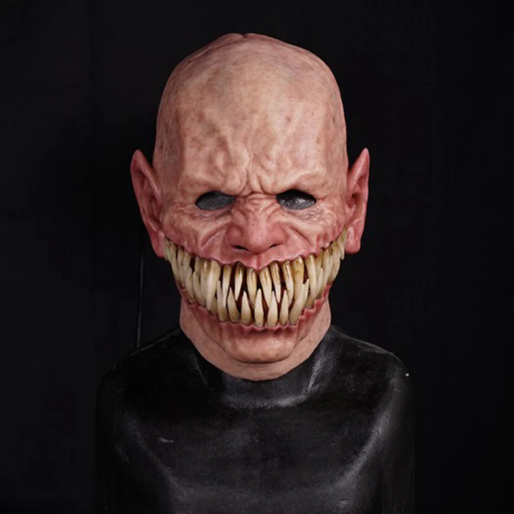 Demon Latex Mask Scary Devil Mutant With Realistic Long Teeth Costume Halloween Party Props Stalker